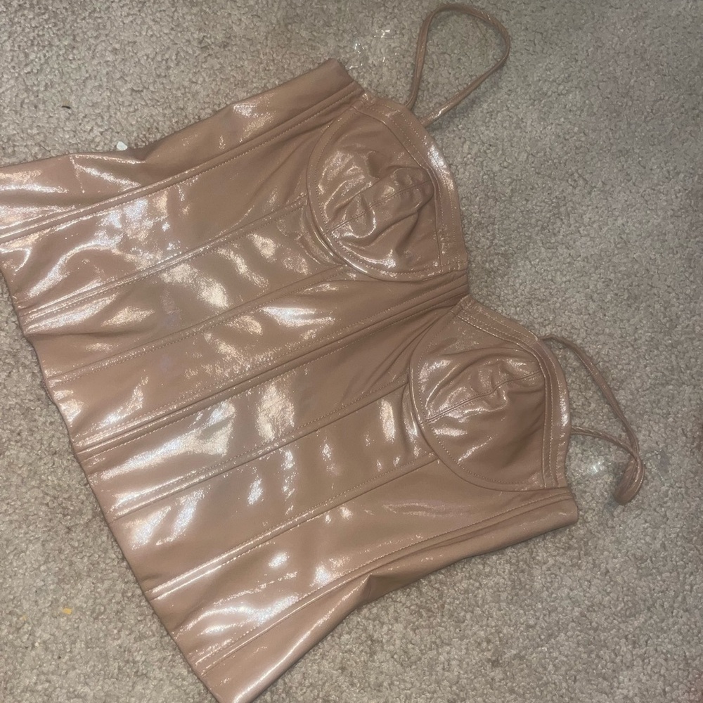 Fashion Nova Tan Satin Corset